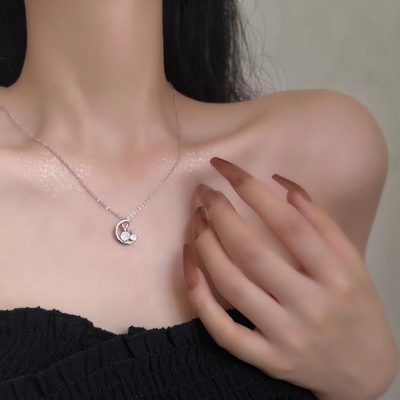Корейская версия тренда, бриллиантовая цепочка на ключицу, женское милое, простое, темпераментное, легкое, роскошное, простое, ожерелье с сердечком и луной для девочек