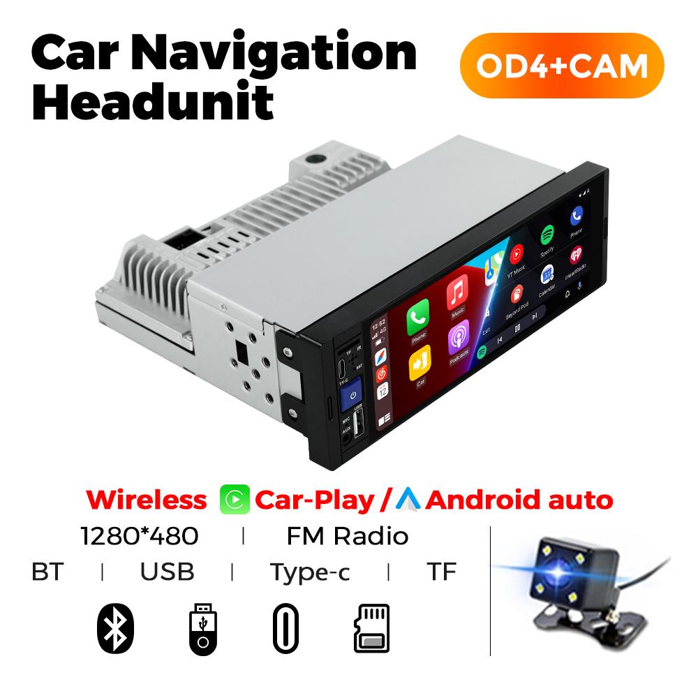 1DIN Android Car Radio Stereo 6.86inch HD MP5 Player Universal Autoradio Support Wireless CarPlay Android Auto FM BT USB TF CAM