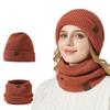 2 Pcs/Set Women Winter Hat And Scarf Set Thick Double-layered Cold-proof Beanie Unisex