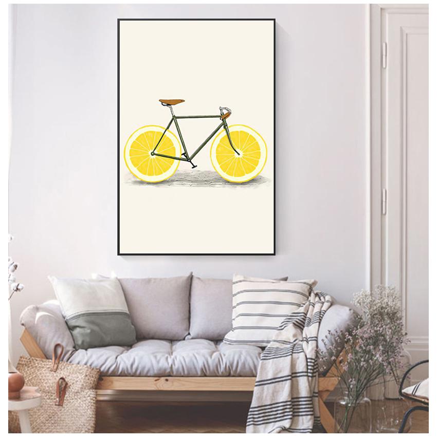 Декор Nordic S минималистичные настенные художественные картины абстрактные модные велосипедные лимонно-оранжевые фрукты с принтом холст картины кухня