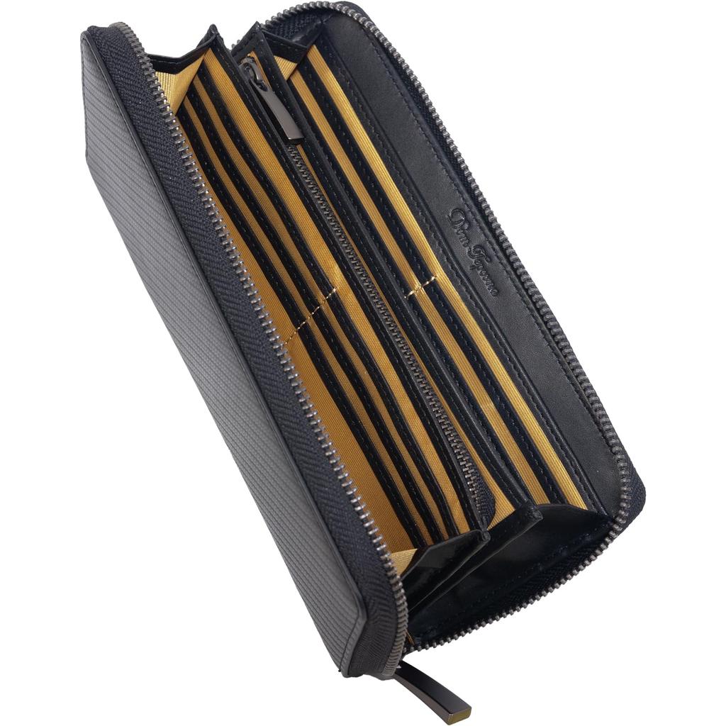 Large 24 Long Genuine YKK Round Coin Purse Inner Leather Carbon [Dom Teporna] Men's Wallet, Capacity, Cards, Wallet, Leather, Zipper, Zipper,