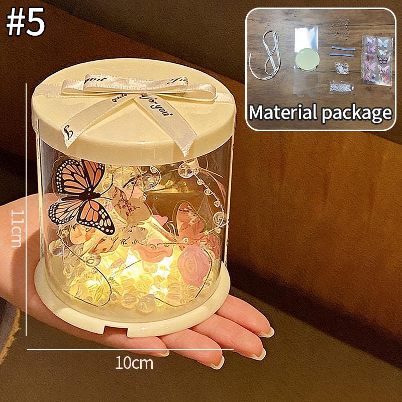DIY Flower Lamp Creative Handmade Rose Sea Night Light Butterfly Atmosphere Lamp Desk Ornaments Graduation Birthday Gift