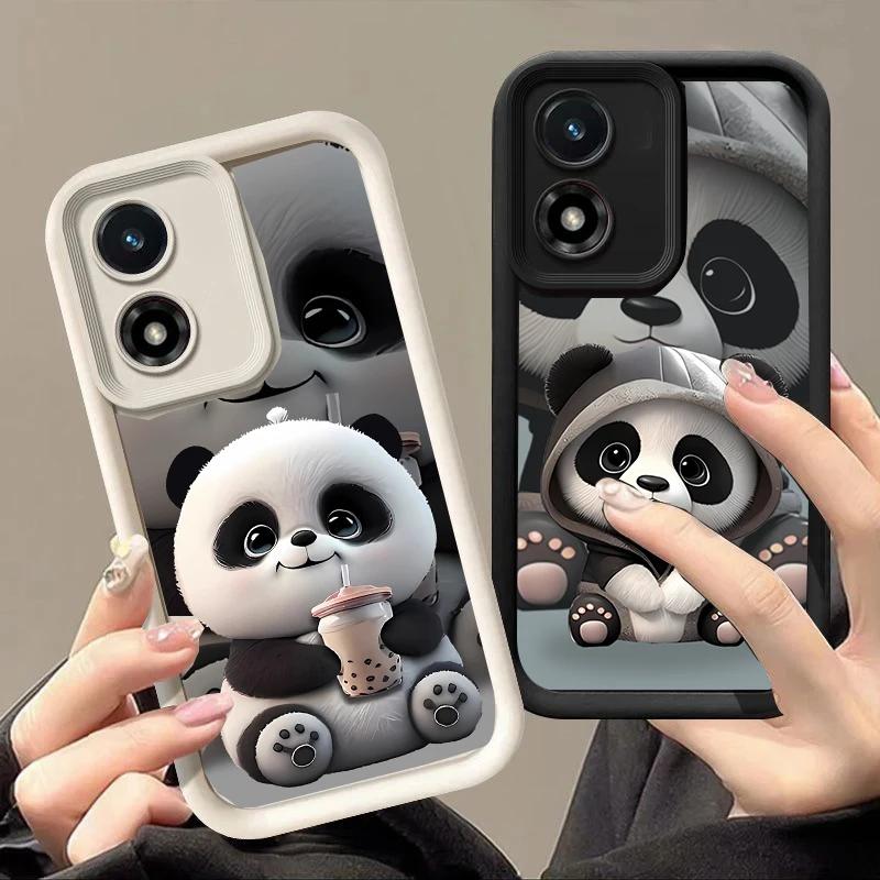 Cute Panda Phone Case for Motorola Moto G32 G52 G35 G30 G34 G85 G54 E22 G15 G05 E14 E40 E32 Matte Soft Camera Protective Couqe