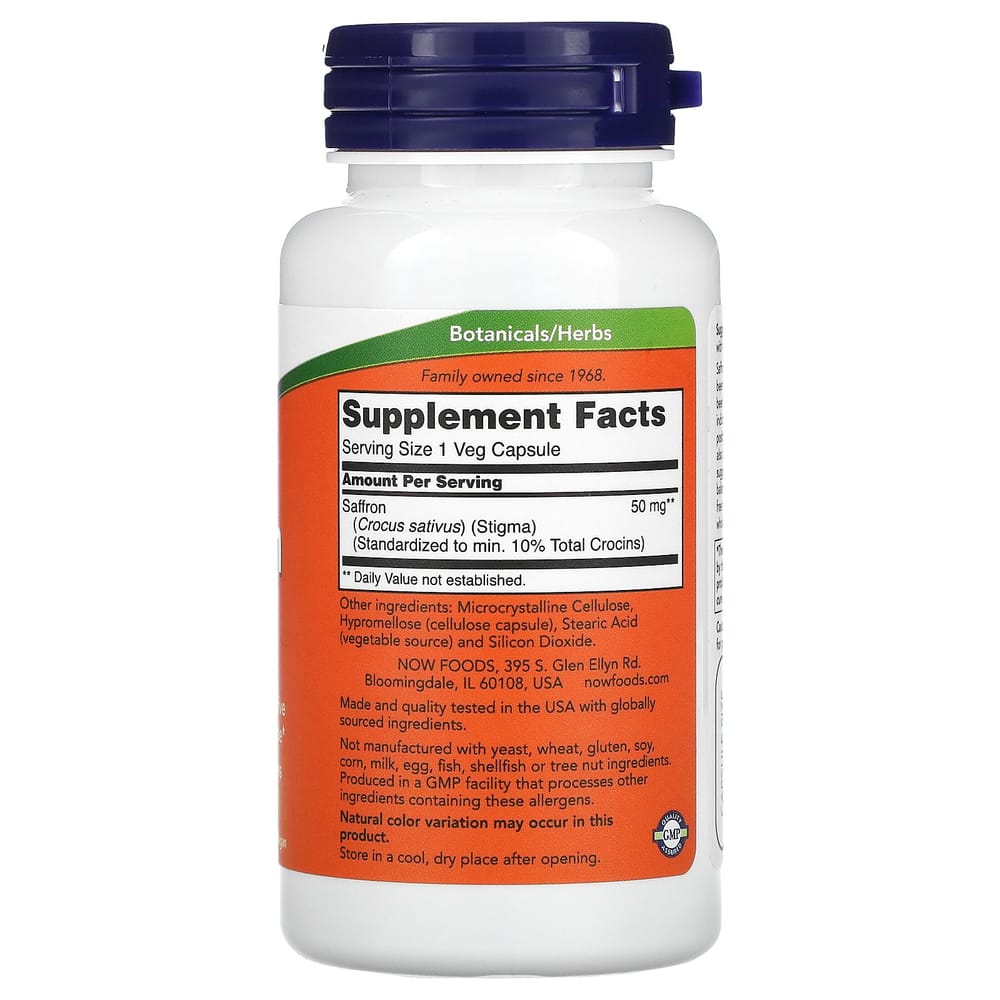 Now Foods Saffron 50mg Veggie Capsules 60 Count
