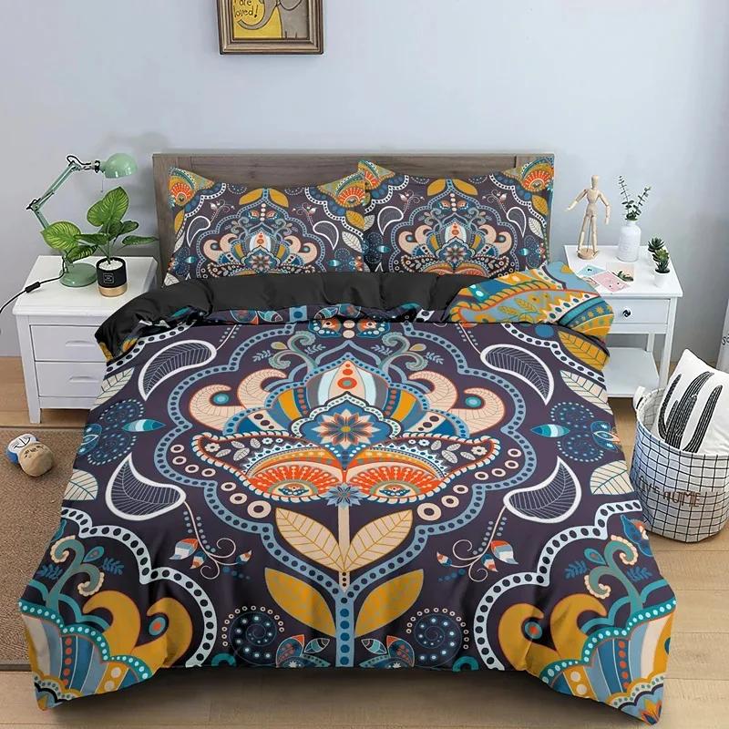 Luxury Boho Mandala Duvet Cover Set Bohemian Bedding Sets Mandala Print Comforter Cover King Size Double Bed Set Quilt Cover
