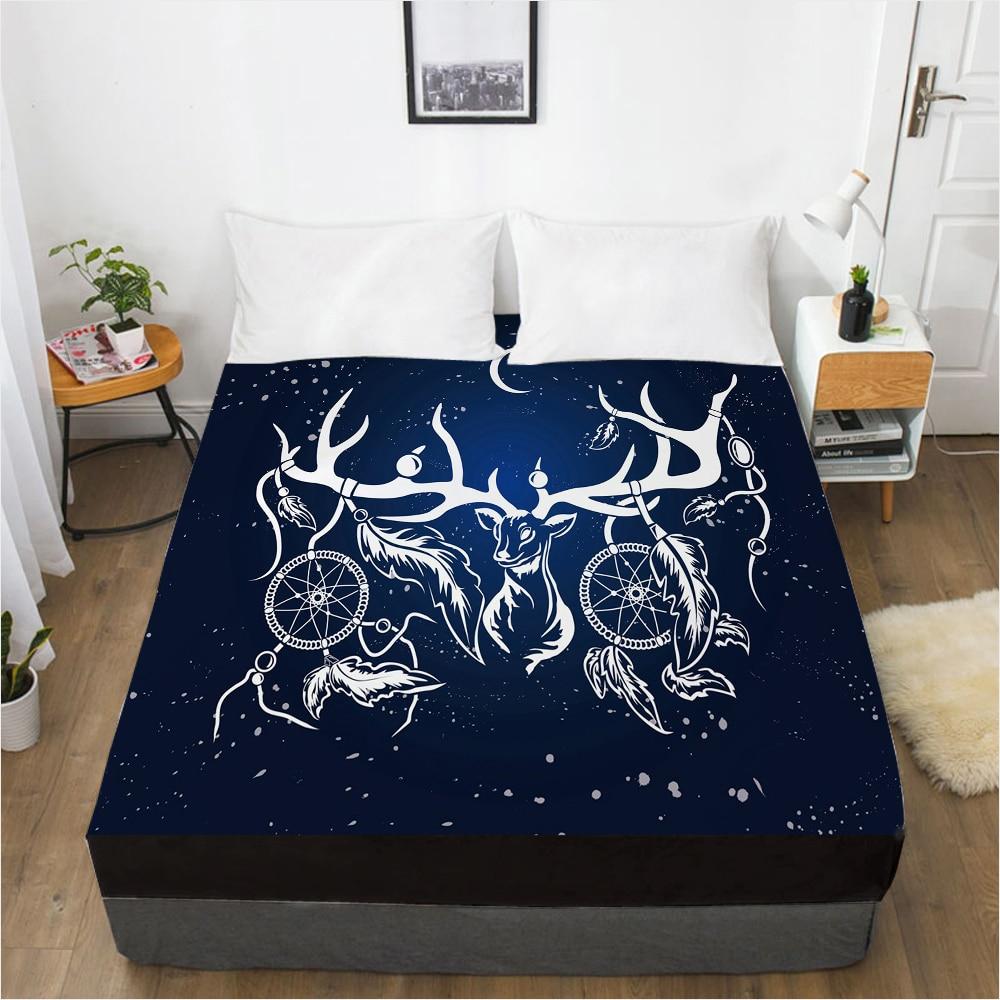 Customize Fitted Sheets Mattress Cover With Elastic Band 3D Bedsheet Linens 160x200 90x200 Bed Sheet Bedding Bohemia