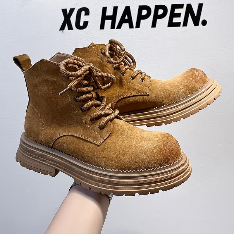 Ботинки мартин мужские осенне-зимние парные высокие рабочие ботинки в британском стиле средней высоты из матовой кожи Tide 24458-A