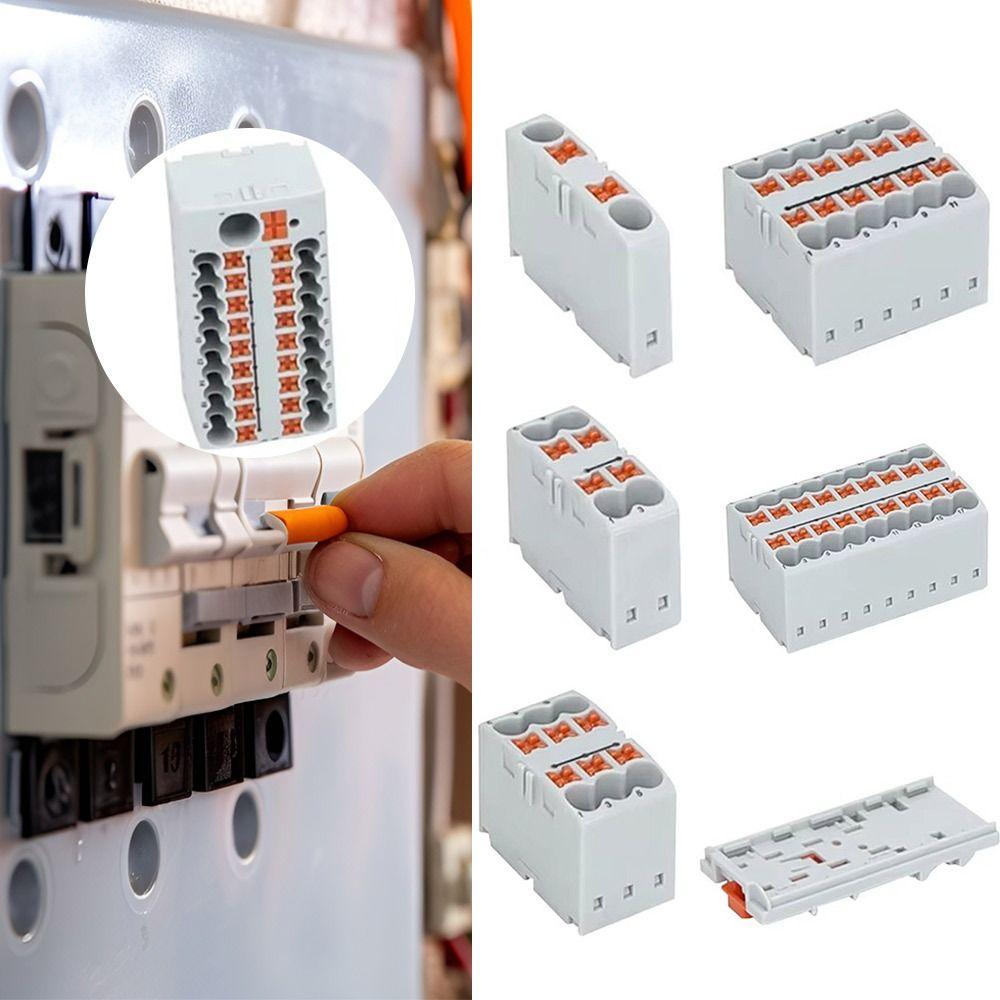 2/4/6/12/18 Connection Block Connector Wire Electrical Connectors  Mount On Din Rail
