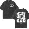 Washed Vintage Aesthetic Christian T-shirt Men's Jesus Died for Me Now I Live for Him Tee Shirt Unisex Fashion Oversized T Shirt