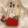 Японско-корейская мультяшная подвеска-клубничка, подходит для чехла для мобильного телефона Apple 16, iPhone 15 Promax14, Mifee Rabbit 13