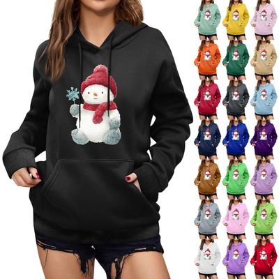Женская зимняя рождественская толстовка с капюшоном, флисовая, с длинным рукавом