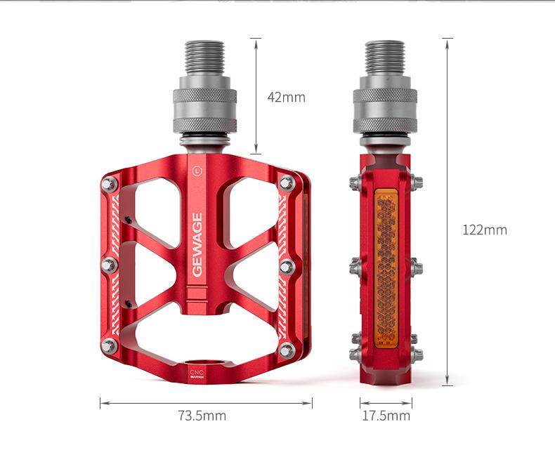 Lightweight Platform Bicycle Pedals with Aluminum Bearings and QR Quick Release