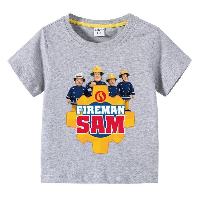 Anime Kids Tee Shirts Fireman Sam Graphic T Shirt for Boys Clothing Pop Hot Sale Girls Short Sleeved Tshirt Funny Kid y2k Tops