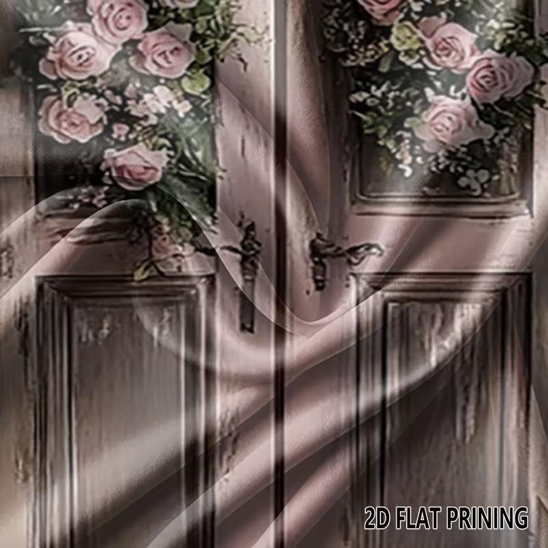 2D Фон "Деревенская деревянная дверь и цветок розы" для свадебной фотосессии