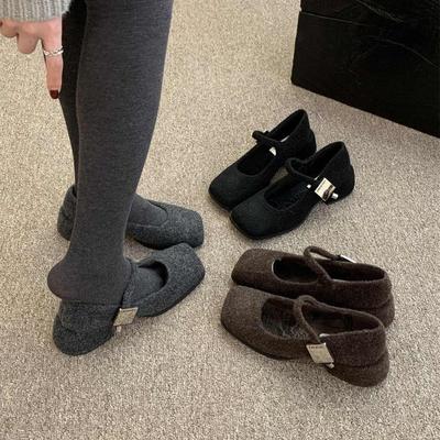 Французский темперамент одиночные туфли толстый каблук с юбкой слово пояс туфли Мэри Джейн женские голова высокий каблук универсальные женские туфли