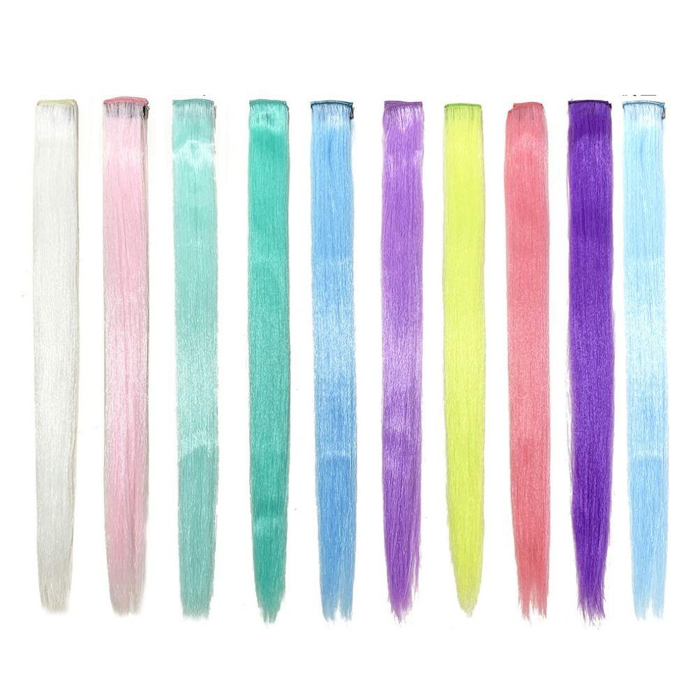 Hair Clips Luminous Hair Extensions Neon Fake Hair Colored Synthetic Hair Party