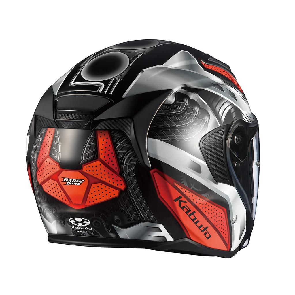 Мотоциклетный шлем OGK KABUTO Jet EXCEED SPARK черный красный (Размер M)