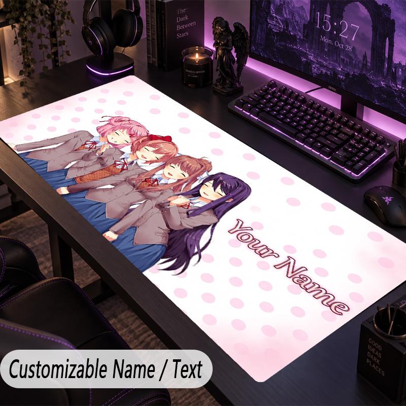 Custom Text Big Mousepad, Extended Desk Pad For Laptop Work GameDoki Doki Literature Club
