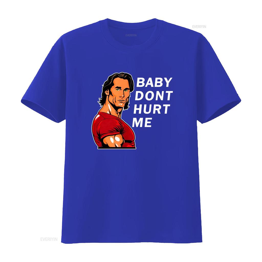 Футболка 'Baby Don't Hurt Me' Мем для спортзала Стильная для любителей фитнеса Винтажная Стиранная Универсальный унисекс топ для повседневной носки