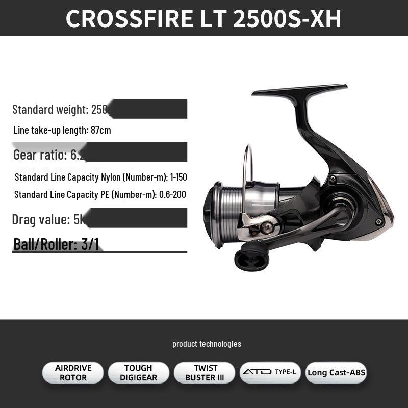 Спиннинговая катушка Daiwa CROSSFIRE LT - Легкая металлическая шпуля для дальнего заброса, Доступна в 26 моделях.