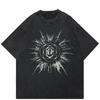 Streetwear Art Graphic T-Shirt Cotton Washed Black Tshirt Unisex Tops Tees Summer Short Sleeves T Shirt