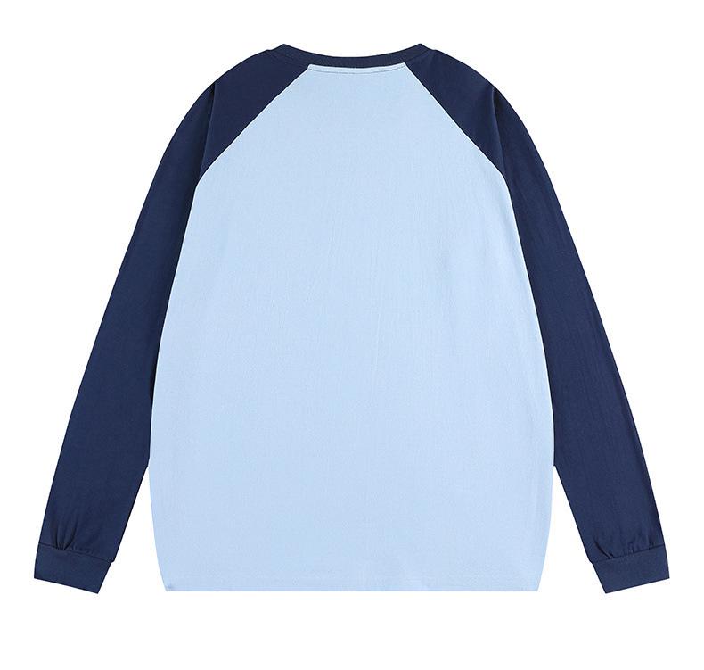 Унисекс Толстовка-футболка с длинным рукавом Color-Block, 260 г Чистый хлопок, Высококачественная заплатка, Круглый вырез
