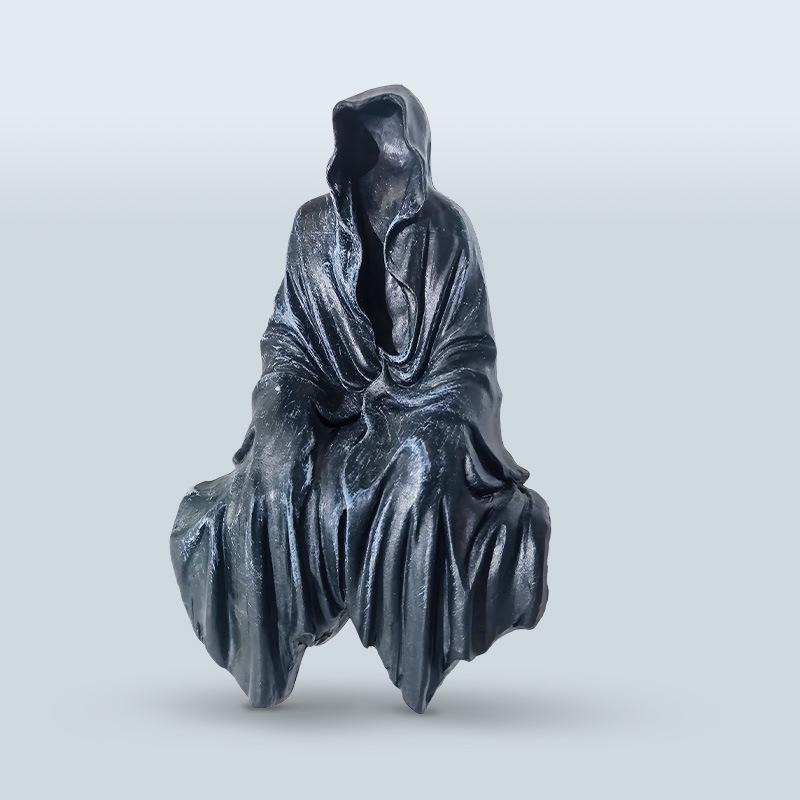 Gothic Black Robe Brother Mysterious Lord Desk Ornament