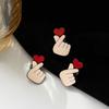 Elegant Creative Cute Finger Heart Brooch For Women Ladies