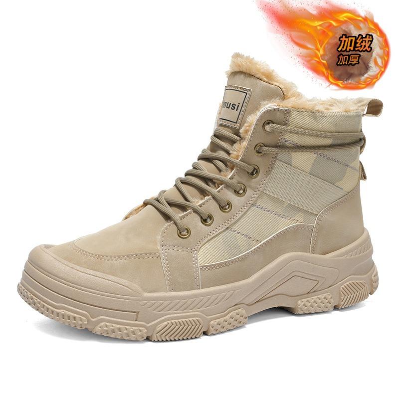 Мужская обувь зимняя бархатная высокая берца ботинки Мартина мужская строительная работа нескользящие утолщенные теплые рабочие ботинки короткие ботинки хлопковая обувь