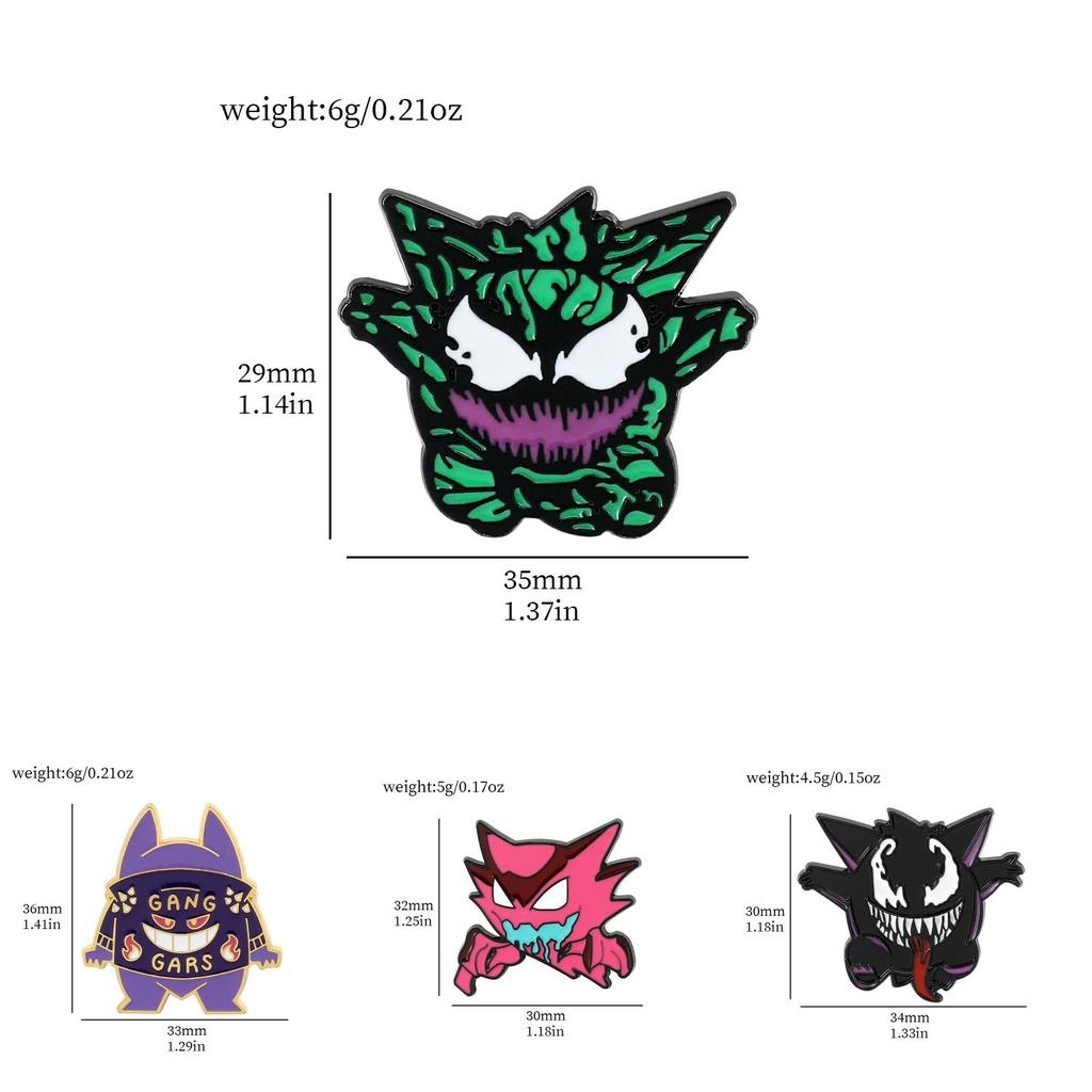 Мультяшный Креативный Смешной Покемон Металлический Значок Призрак Яд Карманный Эльф Волшебный Пин