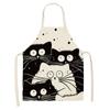 1 Pack Black Cat Pattern Men and Women Suitable for Home Dinner Kitchen Cooking Apron Cleaning Apron Anti-fouling