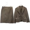 23ku Linen Blend Skirt Suit Setup Upper 40/Lower 44 Khaki Women Used