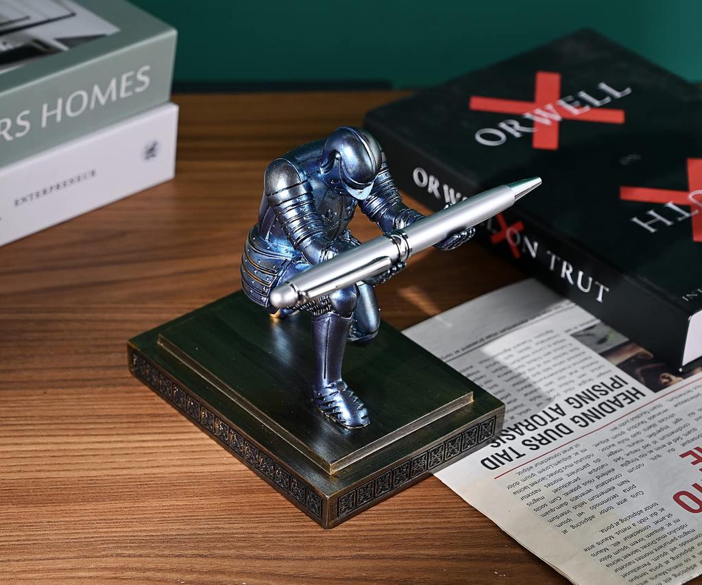 HDMbigmi Knight Pen Pen Desk Organizer Resin Pencil Office or Home Desk Organizer Holder, Stand, Accessory, Holder, Gift, (Blue)
