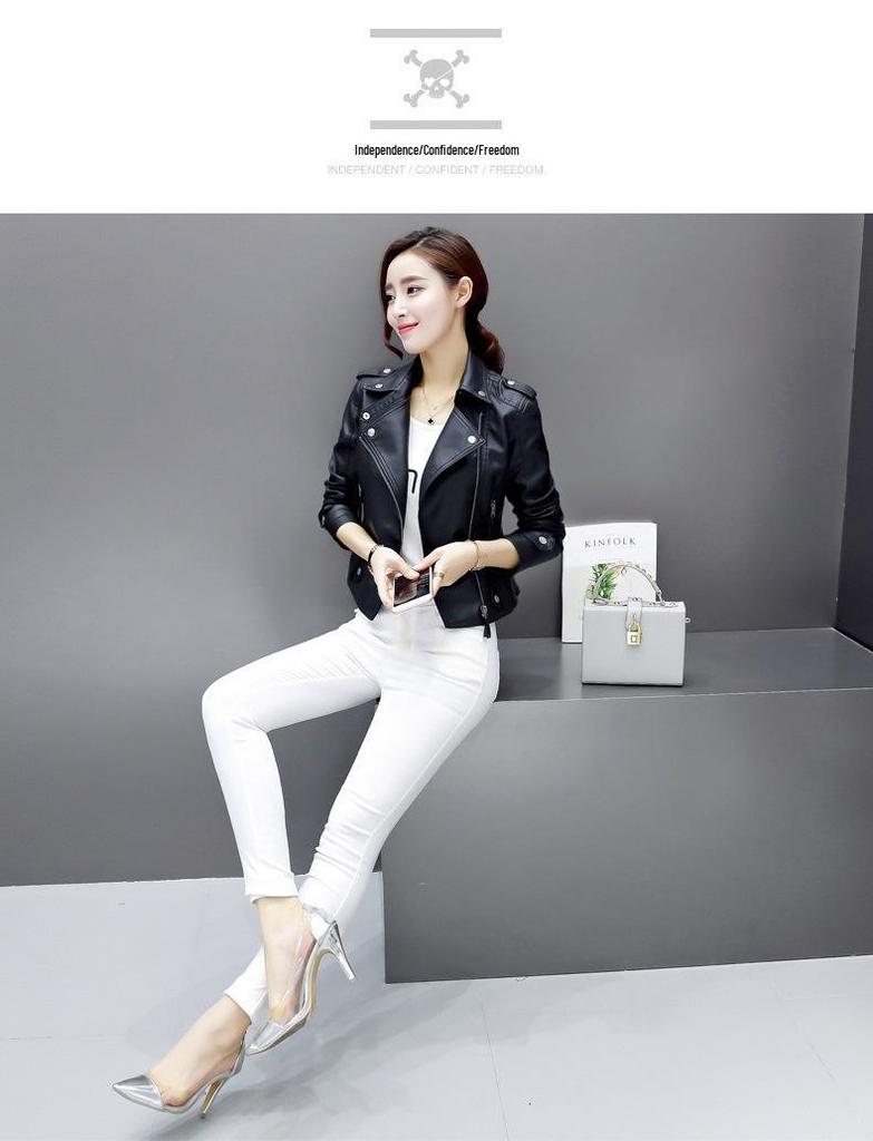 Женская приталенная мотокуртка из искусственной кожи 2025 - Весенне-осеннее трендовое короткое пальто больших размеров, в европейском и американском стиле