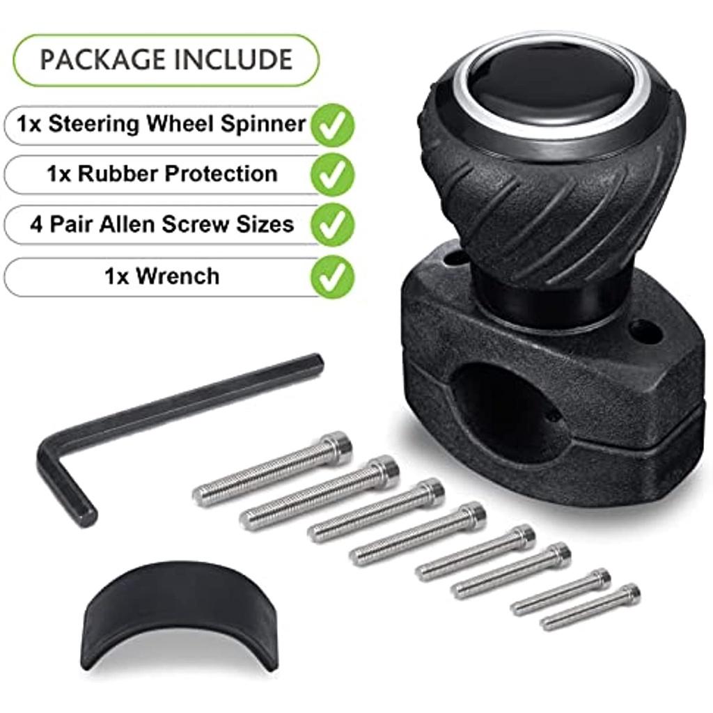 Ручка рулевого колеса, универсальная автомобильная ручка-самоубийца, ручка-вертушка, подходит для легковых автомобилей, грузовиков, вилочных погрузчиков, газонокосилок, тракторов, лодок, тележек для гольфа - черный