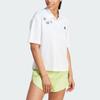 Adidas Рубашка поло с вышивкой Scribble, мультяшный принт с буквами, с коротким рукавом, женская рубашка поло, белая IA3160