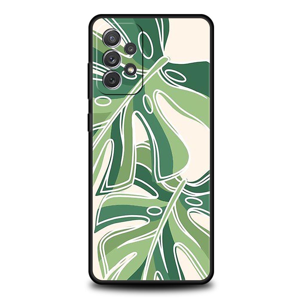 Чехол для телефона Monstera Green для Samsung A51 A71 A21S A17 A11 A15 A25 A41 A23 A33 A53 A73 A07 A03S A05S A13 A35 A55 5G