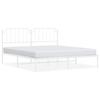 Metal Bed Frame with Headboard White 183 x 213 cm