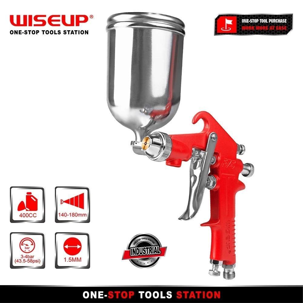 WISEUP Professional Sandblasting Gun 1.5mm Nozzle Gravity Spray Gun For Car Painting Sprayer Pneumatic Airbrush DIY Painting Kit