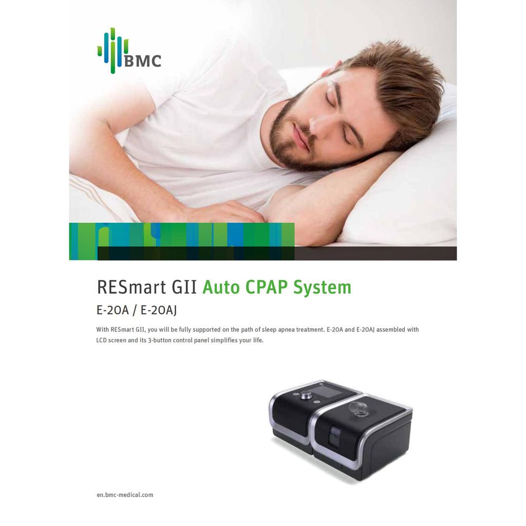 BMC GII E-20AJ Автоматический аппарат CPAP APAP Здравоохранение для апноэ во сне Аппарат ИВЛ против храпа с носовой маской NM4 Размер SML в одном
