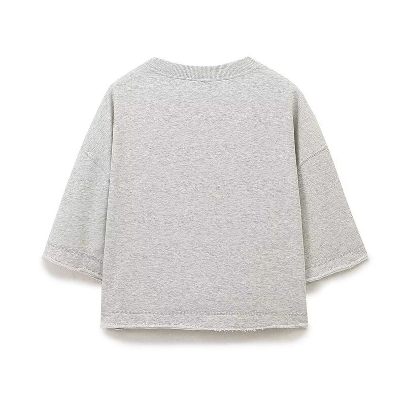 Fashion Style 2024 Summer New Arrival Women's Round Neck Short Sleeve Easiest for Match Printed Short Loose Sweater 0264361