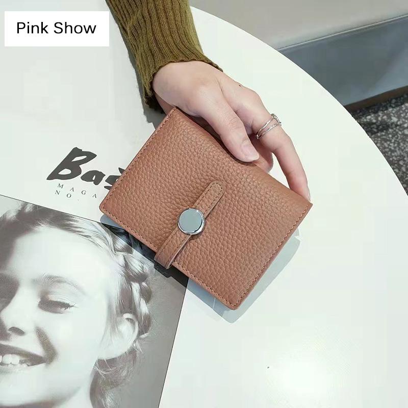 Новый брендовый дизайн, женские кошельки, короткий кошелек из натуральной кожи, модный бумажник с застежкой, 2-складной кошелек из телячьей кожи, держатель для карт