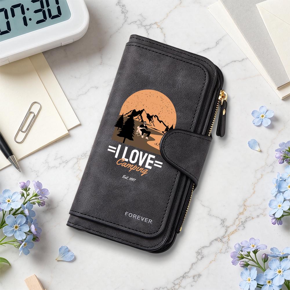 Fashion Camping Pattern Wallet Portable Durable Multi Card Slot Casual Purse