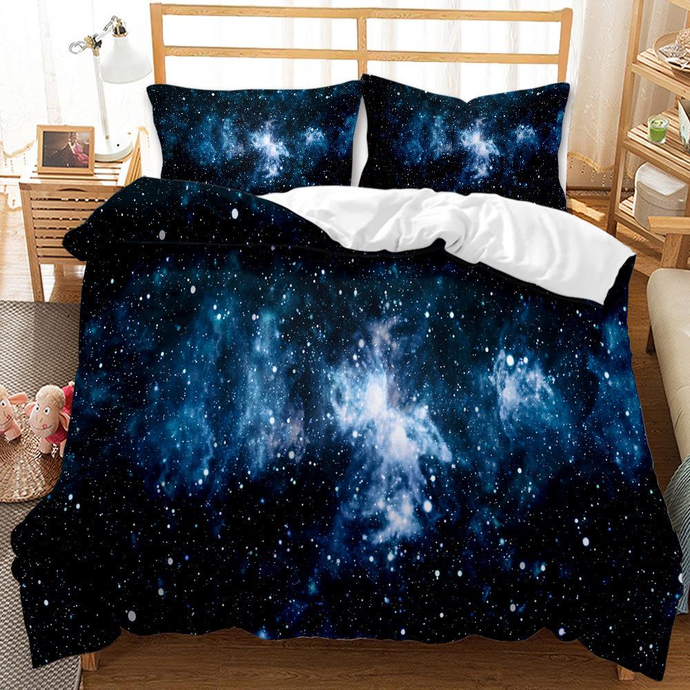 Starry Sky Star Hole Cover Quilt Cover Three-Piece Set Home 3D Printing Digital Bed Sheet