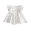 Baby Clothes Short Sleeve Summer Clothes One Piece Girl with Skirt Baby Birth Preparation Shrine Visit Presentation Birthday Gift Ruffle Plain White