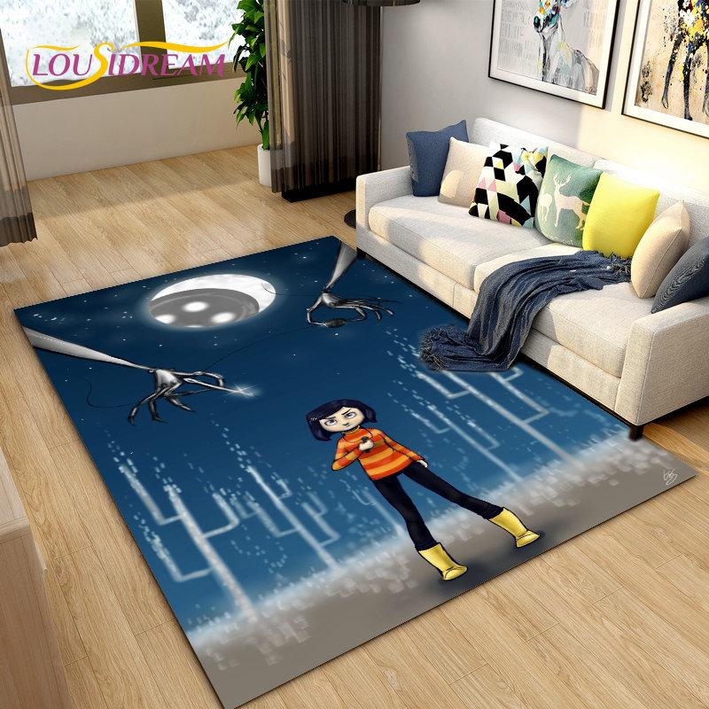 3D мультяшный ковер Coraline, ковер для гостиной, детская спальня, диван для йоги, детские игры, ползающий нескользящий напольный коврик