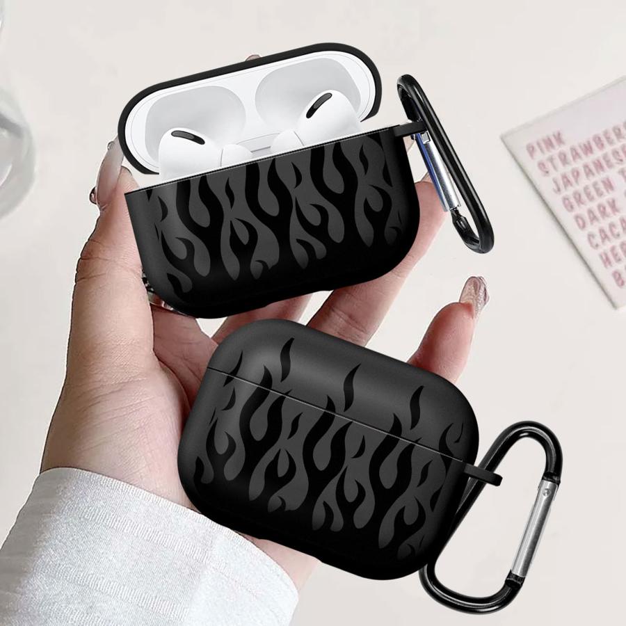 Чехол для наушников Cover Case Для Airpods Pro3 Pro2 4 Pro 1 2 3 Модный Черное Пламя