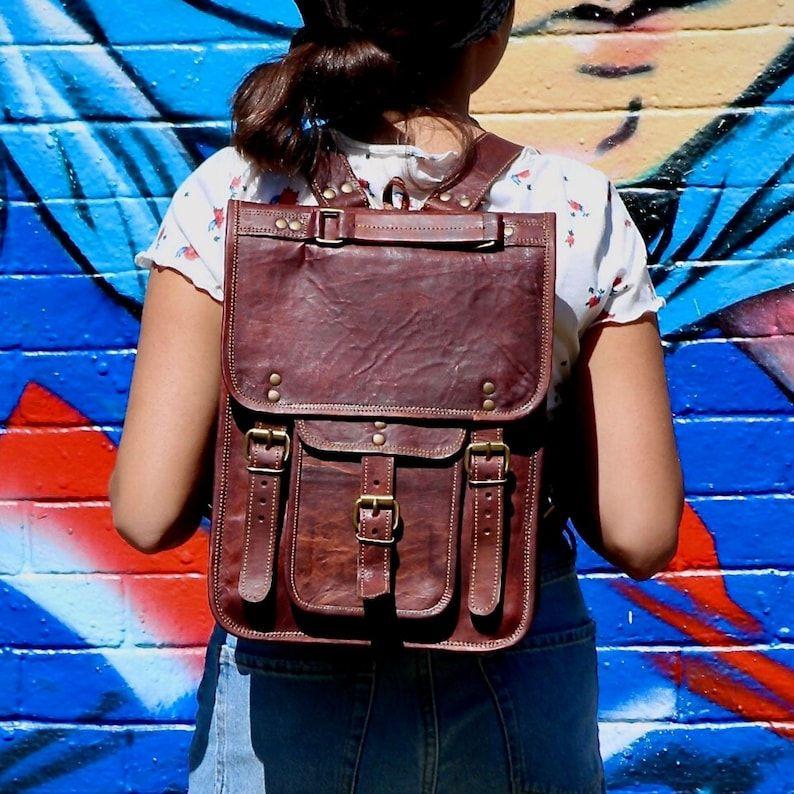 LEATHER BACKPACK A4 Size, Handmade Vintage Look Bag Perfect for Laptop