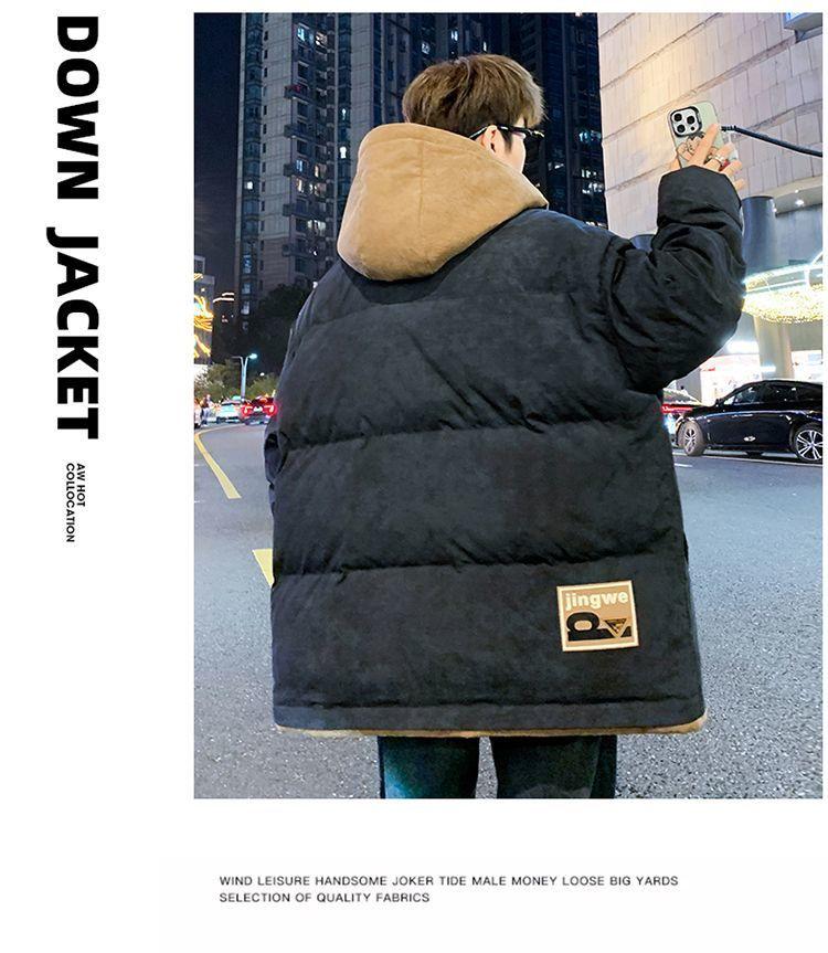 Мужская стильная белая пуховая куртка с капюшоном Зима 2024 - Толстая, теплая и модная, двухслойный дизайн