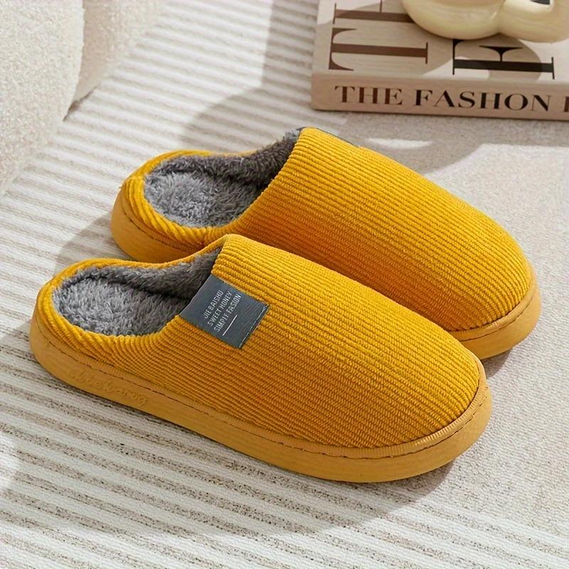 Унисекс Зимние Теплые Тапочки Слипоны с Нескользящей Резиновой Подошвой - Плюшевые Домашние Тапочки для Дома